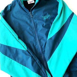 Vintage 90's Reebok Windbreaker, Size Small, Blue & Green